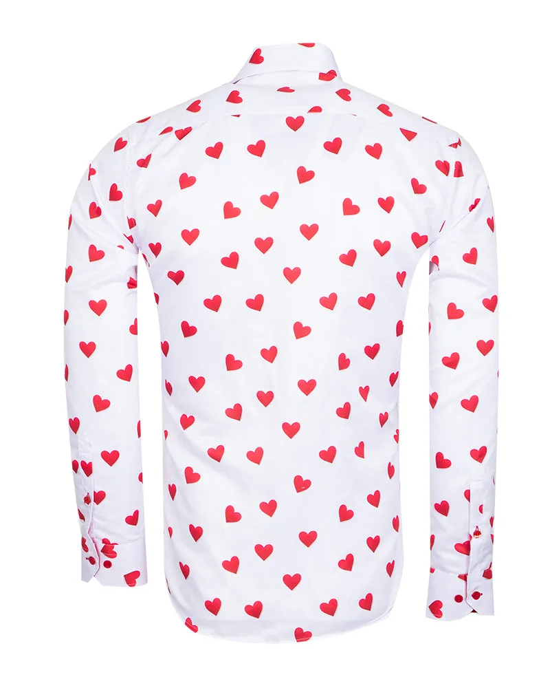 White Heart Print Shirt