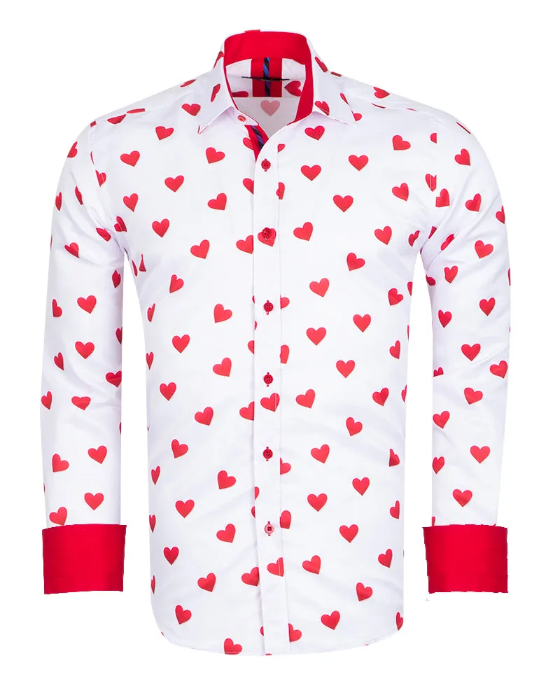 White Heart Print Shirt