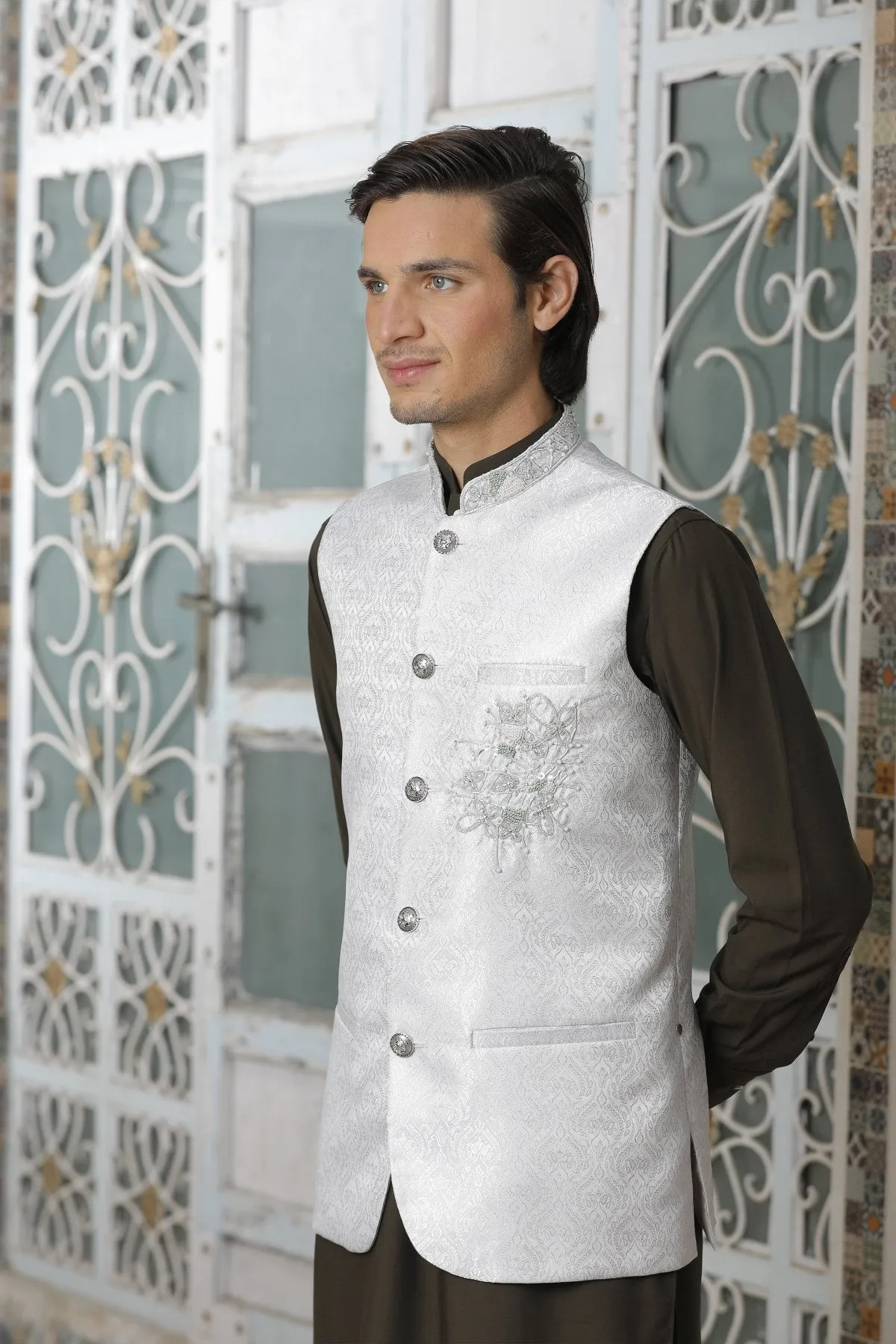 White Men Waistcoat - Ethnic Wear