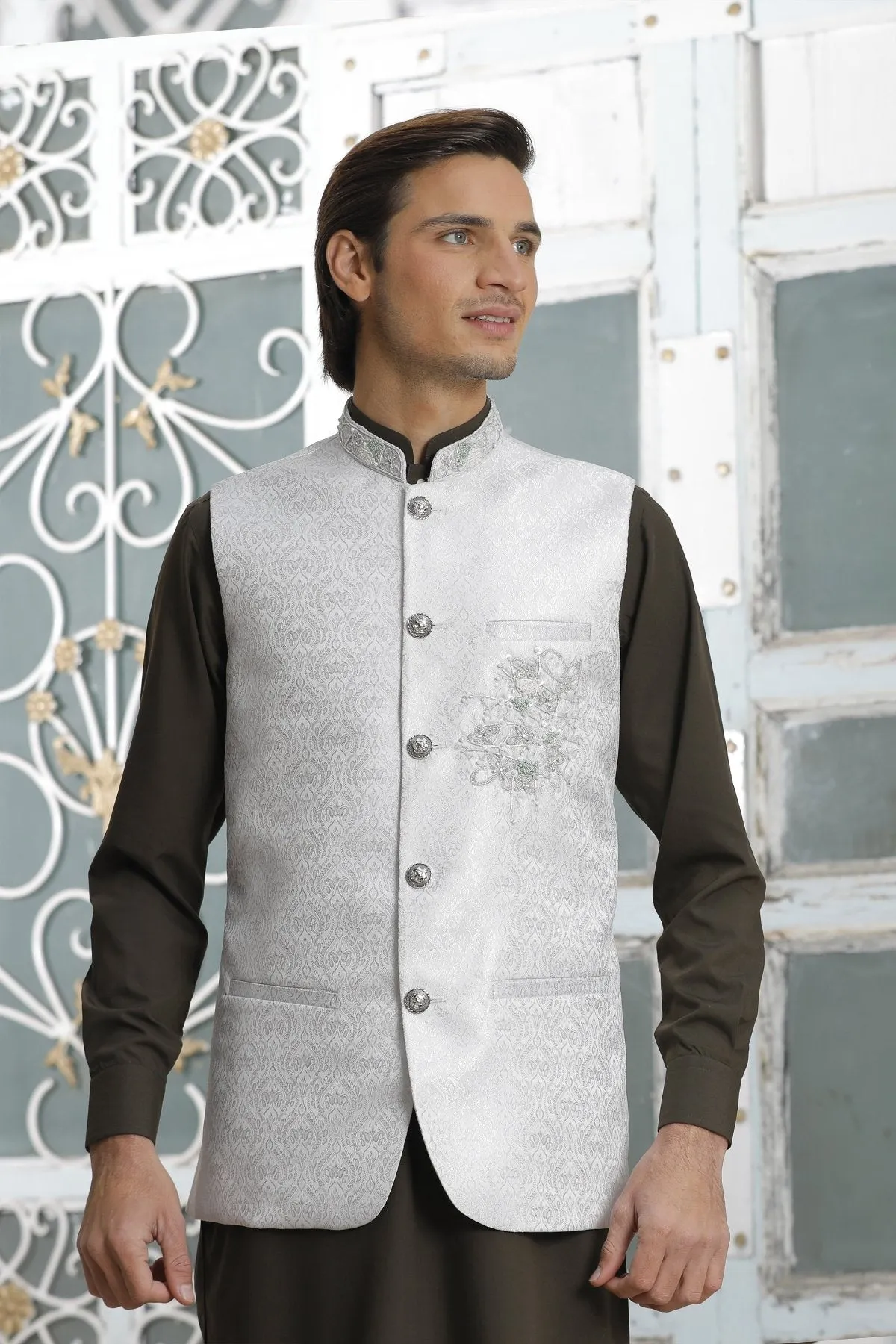 White Men Waistcoat - Ethnic Wear