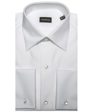 White Pique Bib Front Tuxedo Shirt
