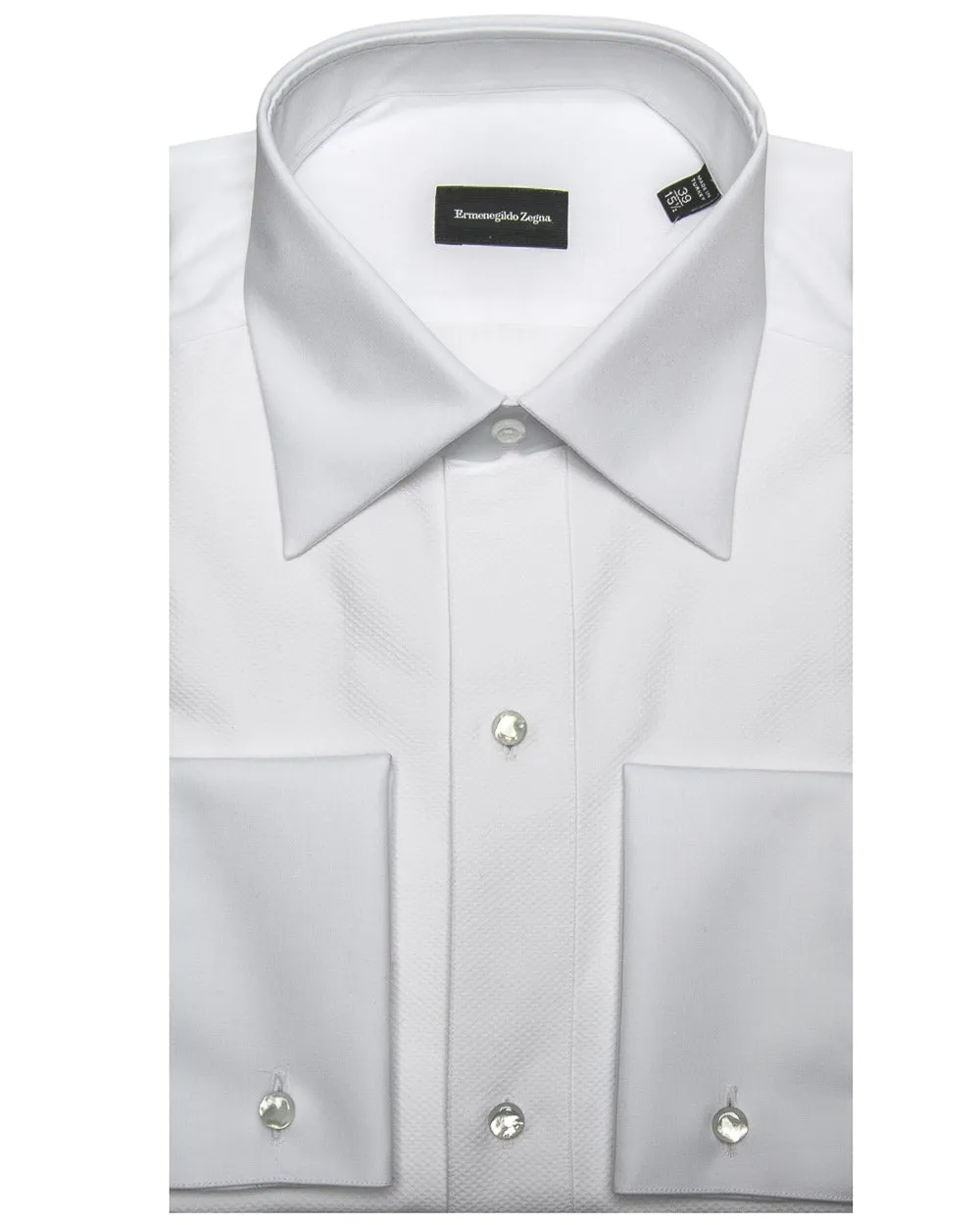 White Pique Bib Front Tuxedo Shirt