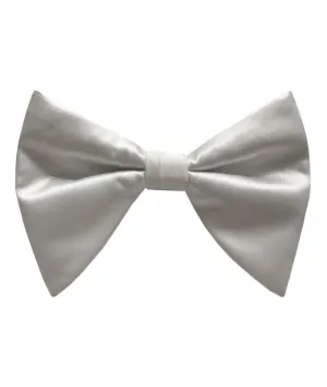 White Satin Men's Tear Drop Butterfly Bowtie with Hanky