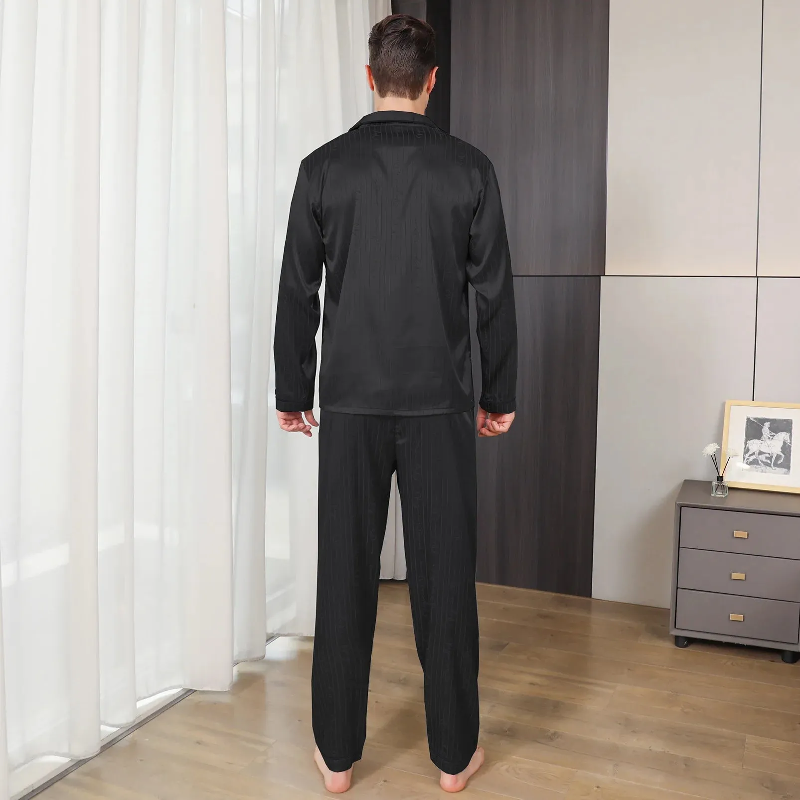 WIAOFELLAS -  Men's pajamas long sleeves summer ice beautiful home clothes men's spring and autumn casual thin cardigan can wear out two suits