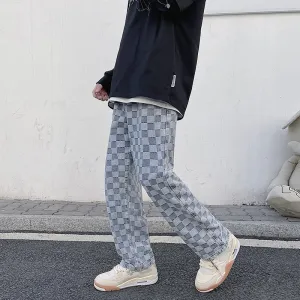 Wiaofellas Spring New Korean Fashion Printed Wide Leg Jeans Men's Casual Jeans Men's Retro Streetwear  Loose Hip Hop Straight Jeans Men's