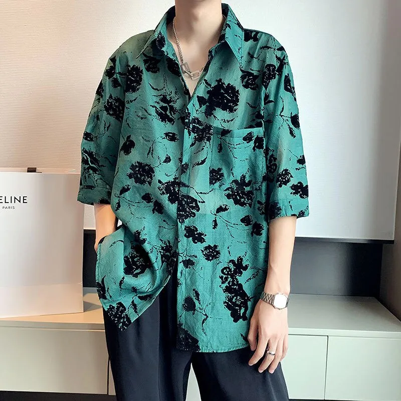 Wiaofellas Summer Men's Cargo Loose Hawaiian Shirt Green Color Cotton Clothes Casual Shirts Streetwear Camisa Masculina Size M-2XL