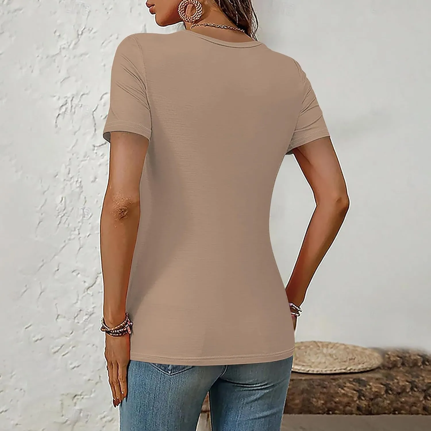 Women Summer Plus Size Short Sleeve Tops Fake Two Piece Pleated Layered Blouse Shirt Hide Belly Tunic Tops Plus Size