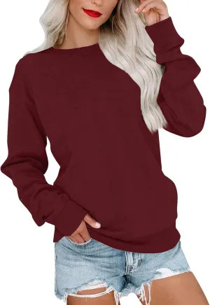 Women's Casual Long Sleeve Crew Neck Pullover Sweatshirt - Soft, Comfortable and Stylish