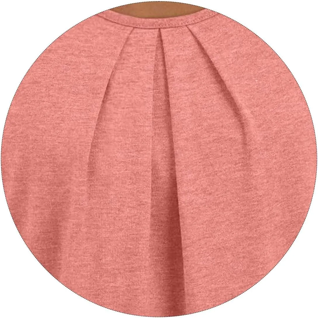 Womens Casual Tops Summer Crew Neck Lace Short Sleeve T-Shirts Loose Fit Pleated Solid Color Pullover Tee Shirt 2025
