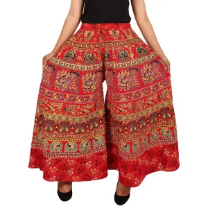 Women's Cotton Red Printed Palazzo-Pack of 1