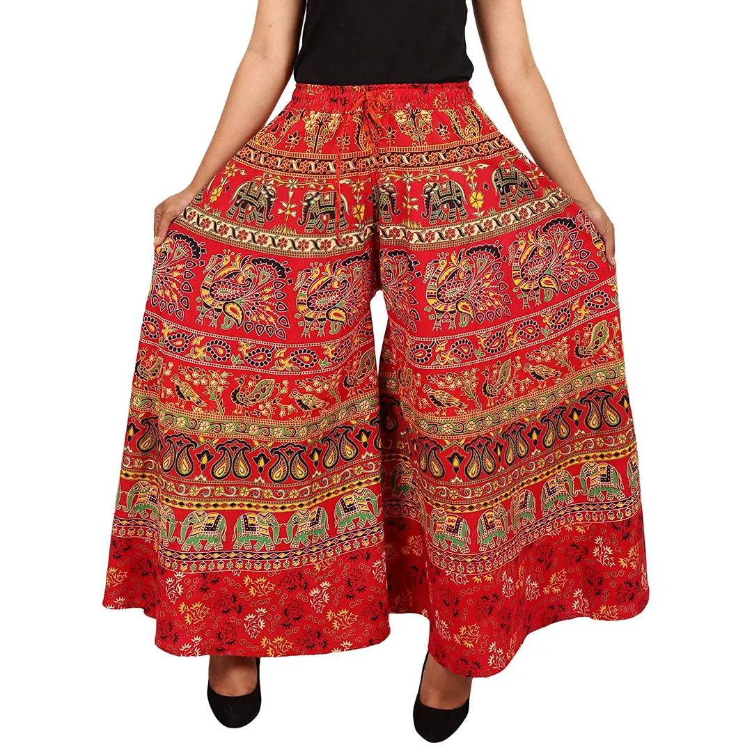 Women's Cotton Red Printed Palazzo-Pack of 1