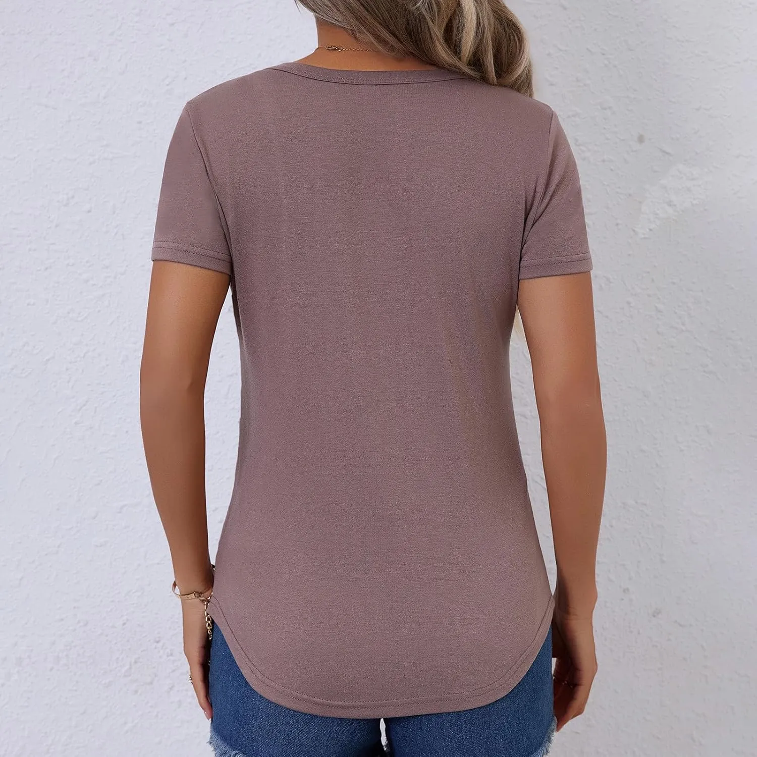 Women's Crewneck Slim Fit T Shirts Summer Basic Solid Tee Casual Cozy Cute Tops 2025 Y2K Short Sleeve T-Shirt