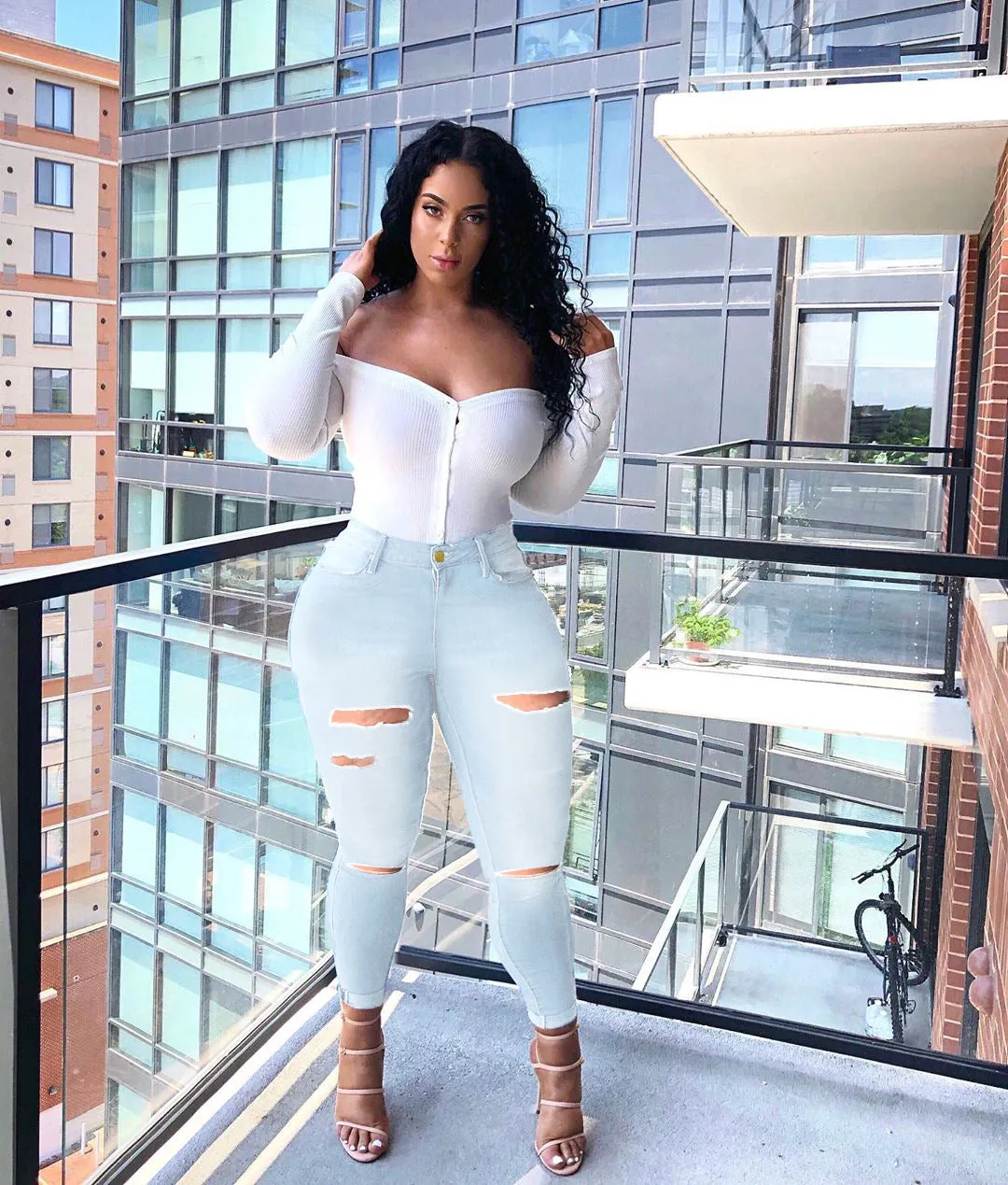 Women's High Elasticity Ripped Jeans