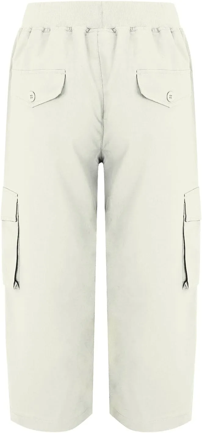 Womens Short Cargo Pants 2025 Summer Trendy Casual Drawstring Capri Pants Cropped Pants with Pocket