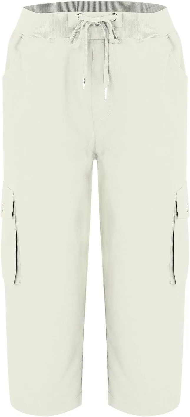 Womens Short Cargo Pants 2025 Summer Trendy Casual Drawstring Capri Pants Cropped Pants with Pocket