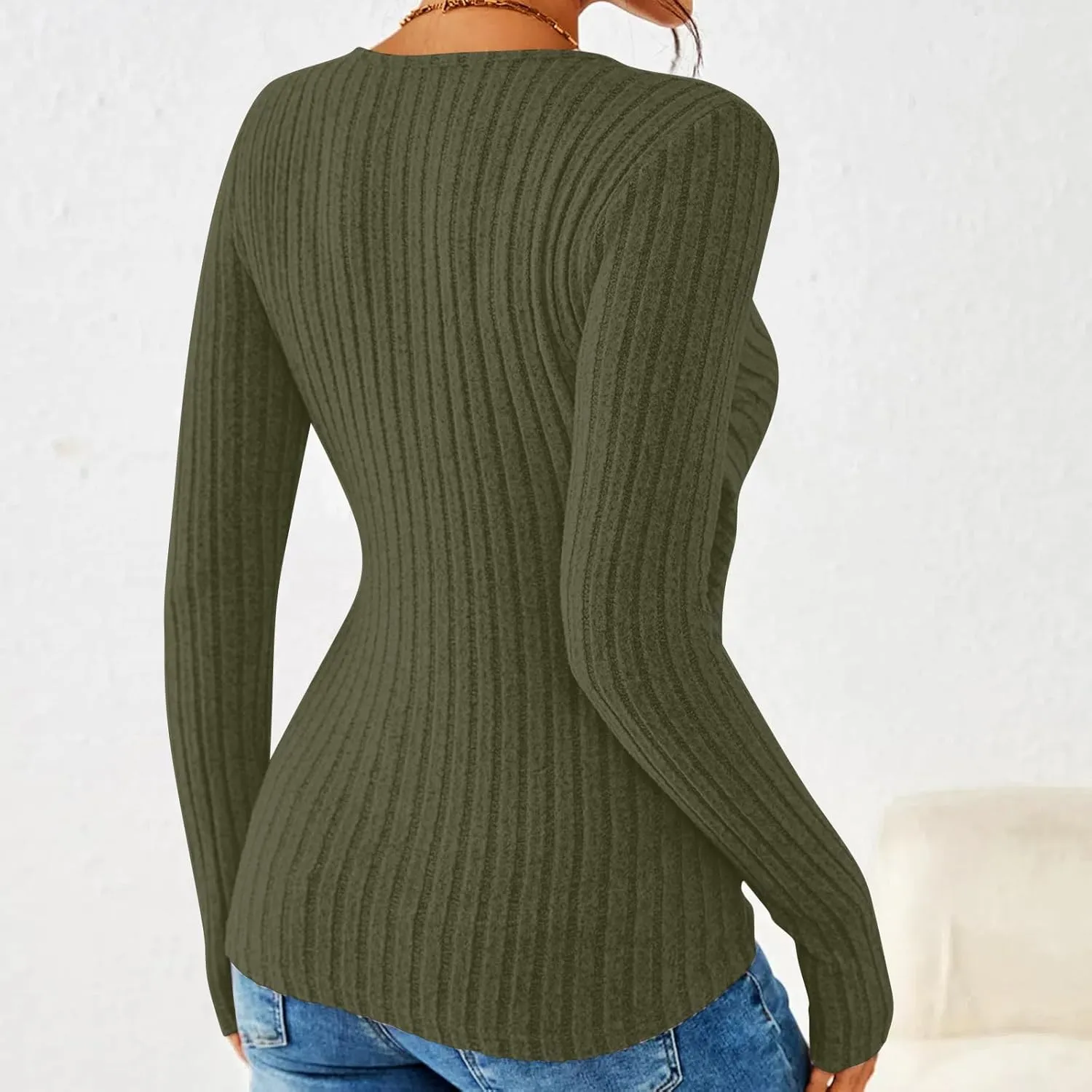Womens Spring Tshirt Tops Long Sleeve V Neck T Shirt Slim Fit Basic Tees Sexy Wrap Ruched Button Down Tshirts 2025