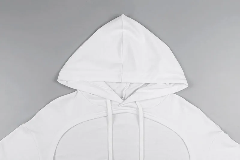 Women's Spring/Autumn Long-Sleeved Hooded Cropped Sweatshirt