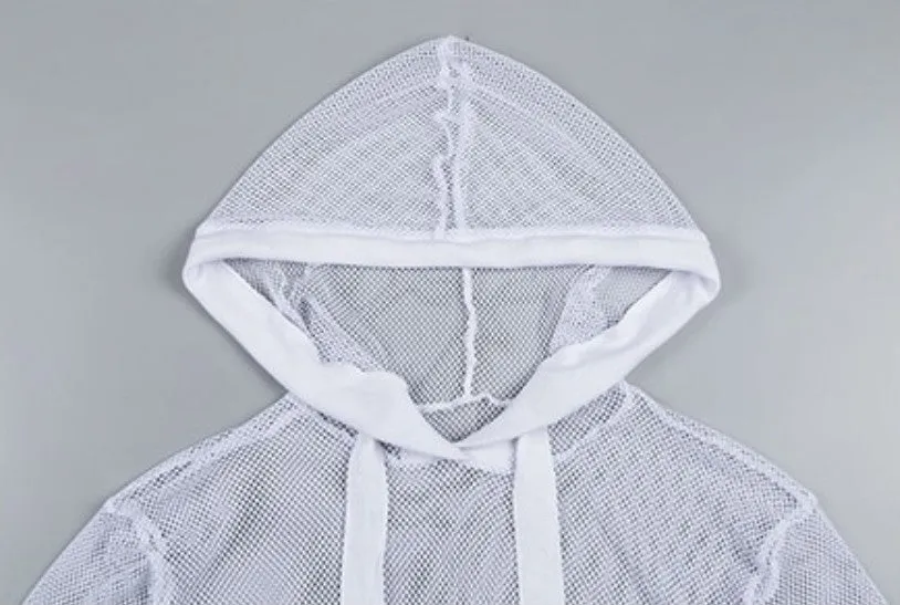 Women's Spring/Summer Long-Sleeved Mesh Hooded Sweatshirt