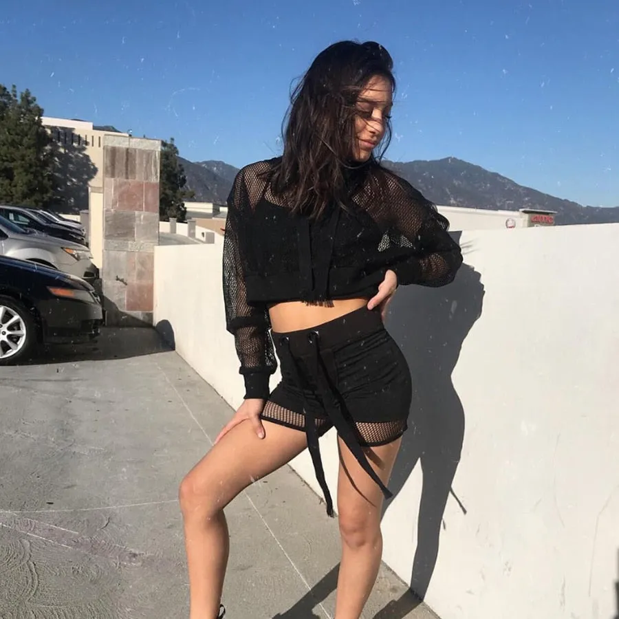 Women's Spring/Summer Long-Sleeved Mesh Hooded Sweatshirt