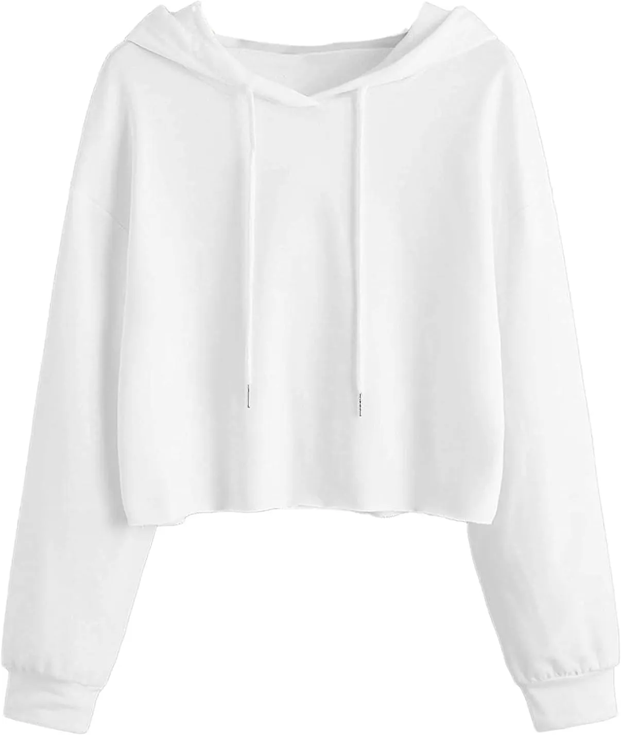 Womens Sweatshirts Drawstring Casual Cropped Hoodies Workout Pullover Crop Tops Teen Girls Long Sleeve Sweat Shirts
