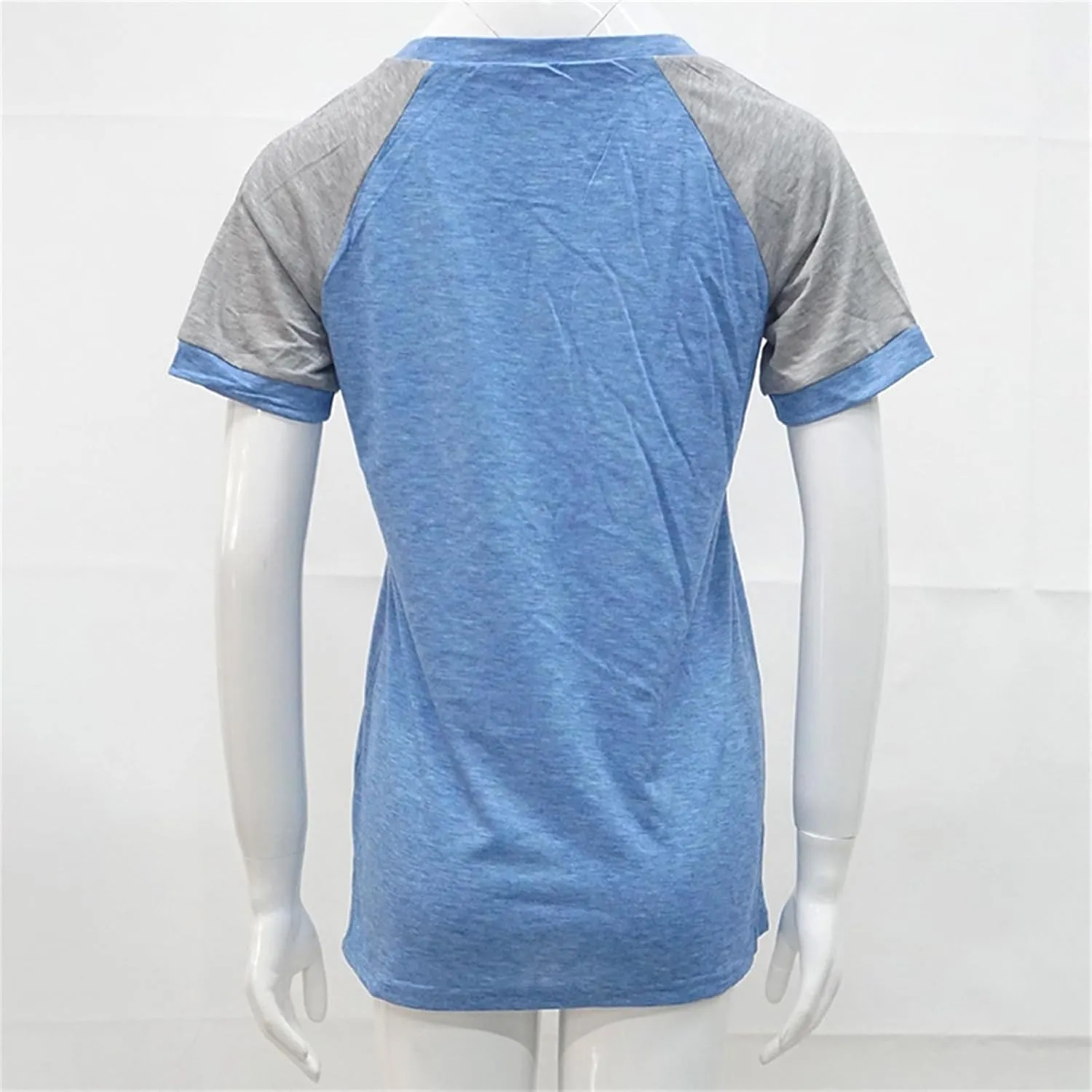 Women's T-Shirts Raglan Short Sleeve Crewneck T-Shirt Casual Summer Color Block Tunic Tshirt Cute Loose Fit Blouses Tops