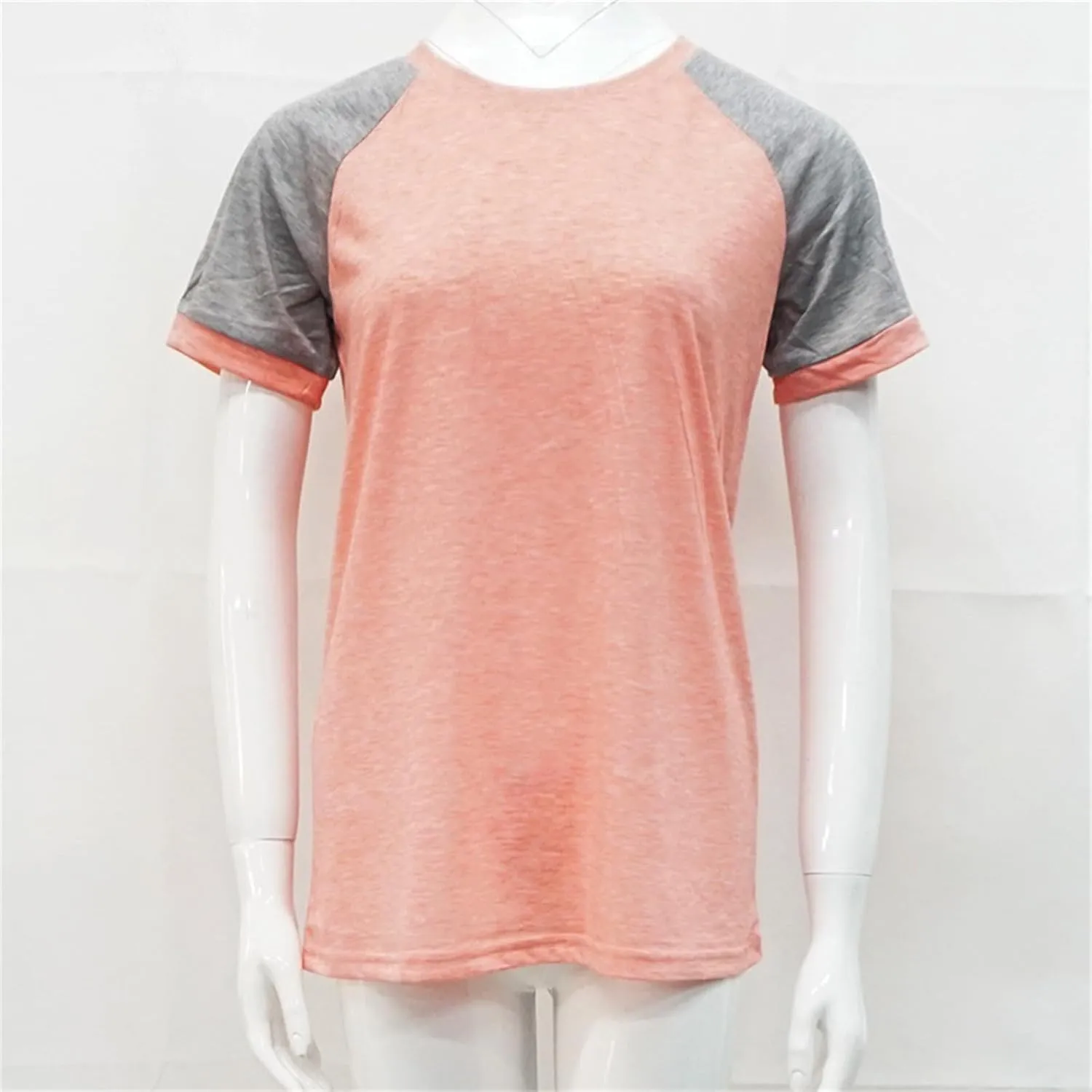 Women's T-Shirts Raglan Short Sleeve Crewneck T-Shirt Casual Summer Color Block Tunic Tshirt Cute Loose Fit Blouses Tops