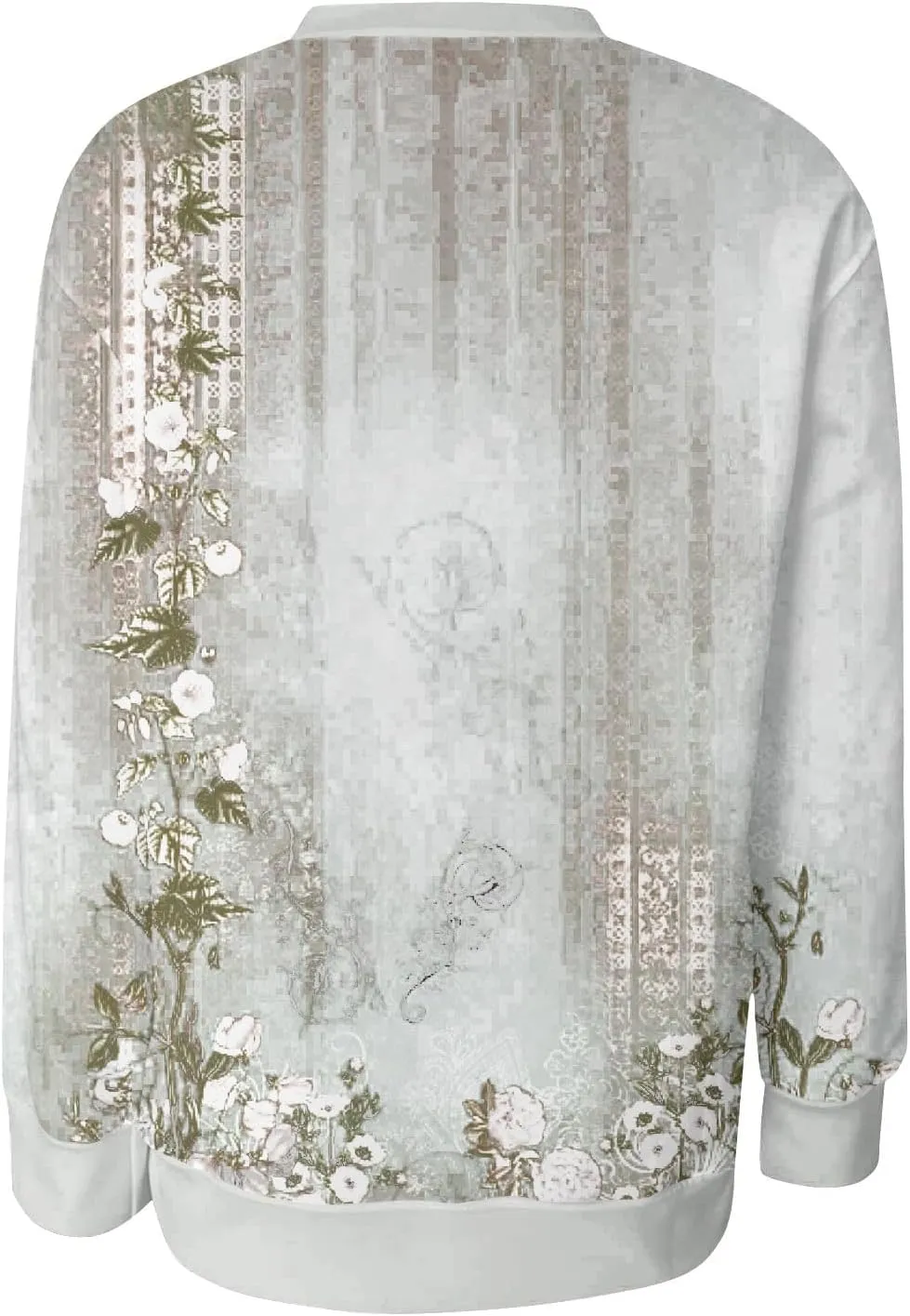 Women's Vintage Floral Print Long Sleeve Sweatshirt - Casual Loose Fit Pullover Top