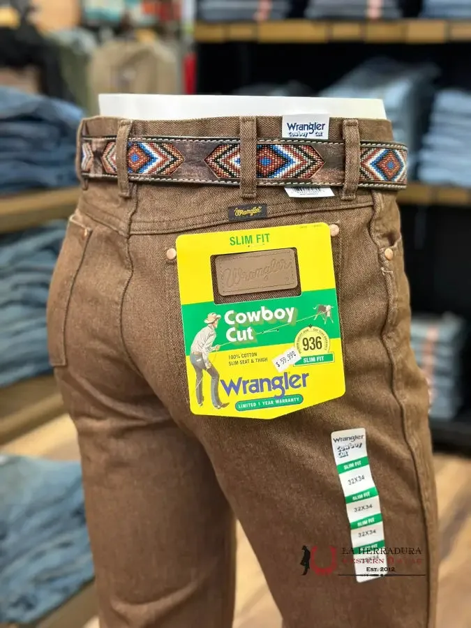 WRANGLER MEN'S JEANS COWBOY CUT SLIM FIT BLACK WHISKEY 100936BWK