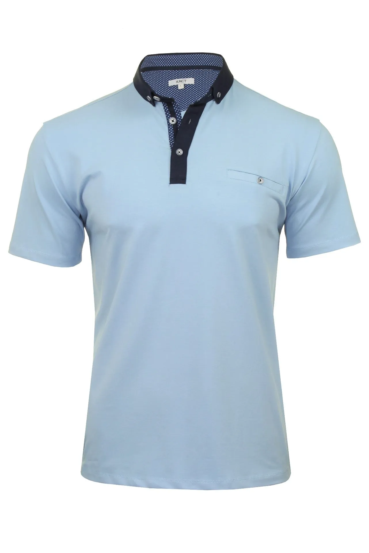Xact Men's Polo Shirt, Short Sleeves, Contrast Button Down Collar