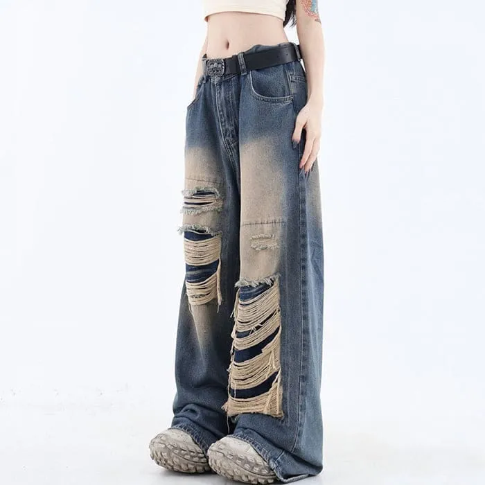 Y2K Ripped Wide Jeans