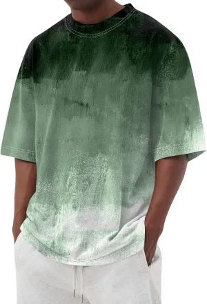 Ymosrh Men's Summer T Shirts Gradient Color Short Sleeve Crew Neck Soft Tee Shirts Beach Tops Casual Tees, S-5XL