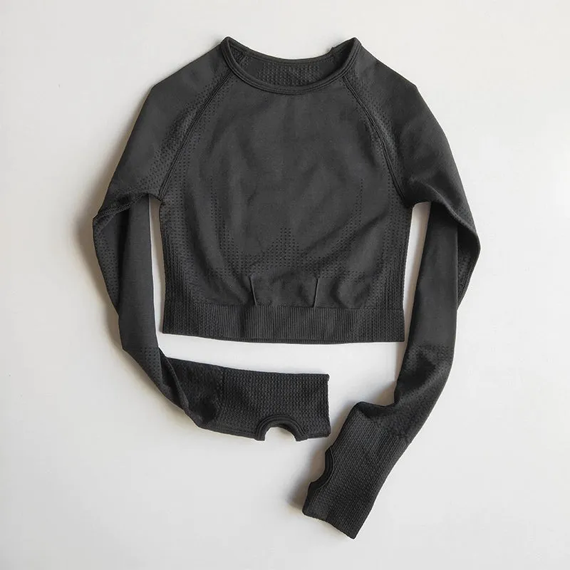Yoga Women's Long-Sleeved Dot Tight High Elastic Sports T-shirt